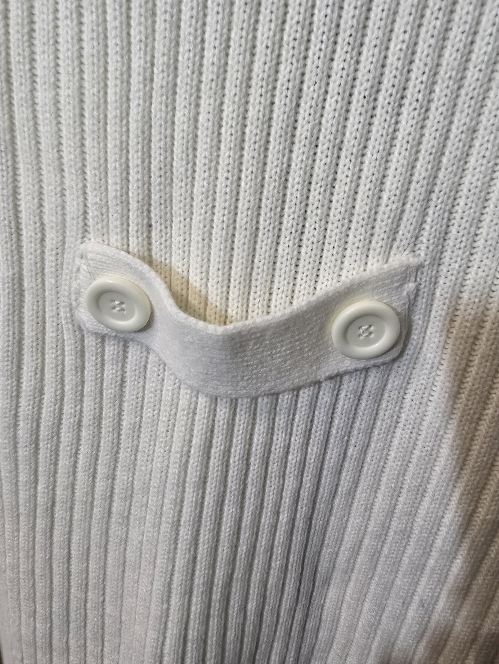 Effeci Cream Ribbed Double-Breasted Cardigan - Picture 5 of 7